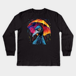 Emu Rainy Day With Umbrella Kids Long Sleeve T-Shirt